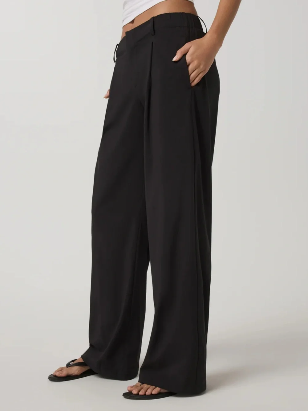 Vuori Villa Wide Leg Trouser Pant Black Sz S - Picture 4 of 11
